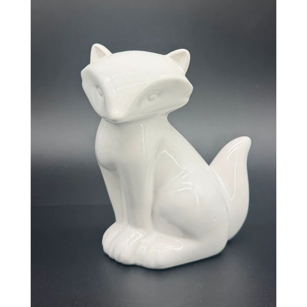 Modern Minimalist White Ceramic Fox Decor